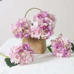 Decorative Flowers 37cm Mini Hydrangea Artificial Flower Single Branch Decoration Wedding Hand Bouquet Rose Wall Fake Home Decor