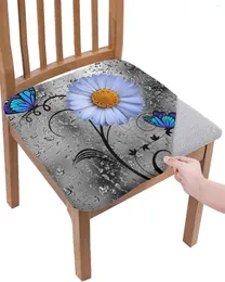 Chair Covers Daisy Flower Butterfly Glass Drops Seat Cushion Stretch Dining Cover Slipcovers For Home El Banquet Living Room