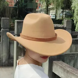 Beretti Cappello da cowboy occidentale maschile Winter Simple for Gentleman Jazz Cowgirl Wide Brim Fashion Fedora Sombrero Hombre