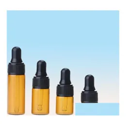 Verpackung Flaschen Großhandel Black Tropper Cap Amber Glass Rund 1ml 2ml L 5ml Probe ätherische Ölpipette -Pipettenbehälter für Reise 7370047 D dhnhu