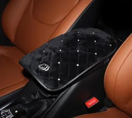 Crown Crystal Plush Car Armrests Cover Pad Universal Center Console Auto Arm Rest Seat Box Cushion Covers Protector Black2025599
