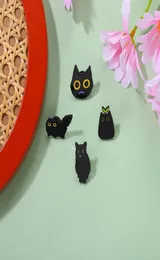 Cartoon Black Cat Shape Broche Unisex Cute Cute Cola Pinos de Leala de Colera Backpack Cordeiro de Esmalte de Esmalte Acessórios Crachados de Corsage5230466