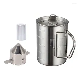 Mugs Stainless Steel Camping Mug With Lid Coffee Cup Foldable Handle For Hiking Travelling (500Ml)