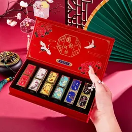 Feuchtiger chinesischer Stil geschnitzter Lippenstift Set Forbidden City Weihnachtsgeschenkbox Show Weißjahr Make -up Cosmetic 240411