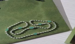 المصمم جودة المجوهرات الفاخرة الذهب السلسلة المعلقات Bijoux S925 Sterling Silver Interlock Double G Green Green Bead Bead Cenglac4945780