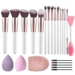 KITS KOSMETYKI 14 Premium White Profession Makeup Brushes مع مقابض خشبية+ مجموعة مكياج Makeup+ مجموعة مجموعة مكياج كيس التخزين