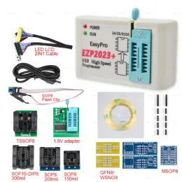 Kalkulatory 100% oryginalny programista SPI EZP2023 z 12 adapterami 24 25 93 95 EEPROM Flash BIOS Minipro Kalkulator programowania