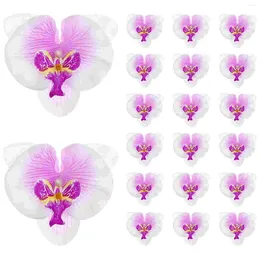 Dekoratif çiçekler vorcool 20pcs 9cm yapay kelebekler orkide ipek çiçek başları ev düğün dekorasyonu sonbahar için gerçekçi