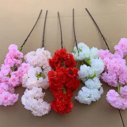 Dekoratif Çiçekler 3 Yüzey Yapay Çiçek İpek Kiraz Çiçeği Şube Şifreleme Renk Düğün Kemeri İç Tavan Dekorasyon