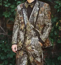 Moda Camouflage Mężczyźni 3 -częściowy garnitur Wedding Tuxedos Tuxedos Tuxedos Notch Lapel Two Button Men Dinner Prom BlazerjacketPantSiev9578151