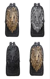 Whole factory mens shoulder bags street cool animal lion head men backpack waterproof wearresistant leather handbag outdoor s3681137