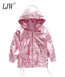 Kızlar Windbreaker Kapüşonlu Ceket Çocuk Giysileri için 2020 Marka Alfabesi Gümüş Pembe Kız Dış Giyim Kaplama Bahar Sonbahar 312T Kids L2464058