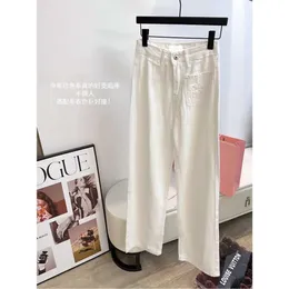 Women's Leggings Mm2023 Early Autumn High Waist White Denim Cotton Pants Thickened Fit Sweet and Salty Jeans for Good Girls