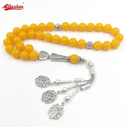 Tasbih gelbe Harzperlen Armband Amber Farbe türkischer Schmuck Acseeories Islamic Misbaha Halskette Rosenkranzperlen Muslim Geschenk 240408