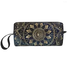 Aufbewahrungstaschen elegante goldene Mandala Kosmetische Tasche Frauen Mode große Kapazität Boho Make -up -Hülle Beauty Toilne