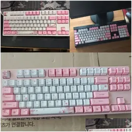 Keyboard Myse Combos Akcesoria OEM PBT Cherry Blossom Keycap Mechanical Ceycaps Dyesublimacja Dostawa Komputery Networking DHZ6A