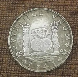 Coluna dupla espanhola 1741 Diâmetro de moeda de prata de moeda de prata antiga de cobre 38mm4105302