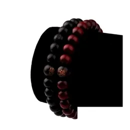 Novos joalherias de miçangas pretas Bracelets de contas de madeira marrom preto Buda de sândalo Buda Buda Meditação Hip Hop Drop Delivery Dhmel