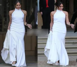 Bescheidene einfache und saubere Meerjungfrau Brautkleider 2018 Prince Meghan Markle Hochzeitsfeier Kleider Halfter Einfachheit Formale Kleider2706364