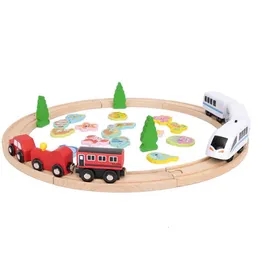 4HG6 Transformation Toys Robots Childrens Wooden Electric Train Track Track Track Magnetic Puzzle Building Assembly Game Toy Toy 240412