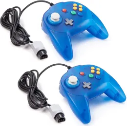 GamePads 2 Packs Classic Mini 64 Wired Remote Controller Game Pad Joystick för N64 Videospel System N64 Console Ocean Blue