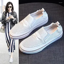 Lässige Schuhe swyivy echte Leder Frauen Sneakers weiße Ausschnitt Slip auf 2024 Sommer Chunky für flache Mode