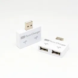 1PC Practical Portable Computer Phone ABS Mini Adapter 2 Port USB Hub Splitter Charger Extender for Phone Tablet Computer