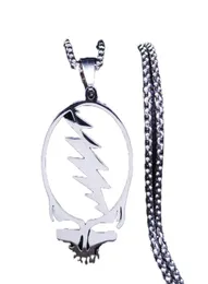 Afawa Grateful Dead Skull Edelstahlkette Halskette für Männer mit menschlichen Silberfarbe Halskette Schmuck Cadenas Mujer N4206S034106040