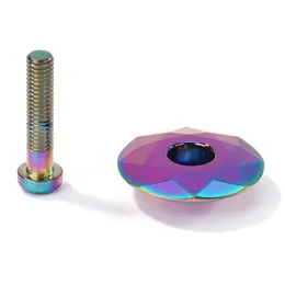 Burnt Blue Aluminum Alloy Bike Stem Top Cap with Bolt, Mountain