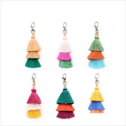 Keychains Tassels Keychain Key Rings Misture Misture Color Cotton Tassel Tassel Women Handbag Charm Jewelry Acessório Droga Droga ACC DHADB