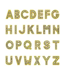 1300pcslot AZ Goldfarbe Voller Strassschildbrief 8mm DIY Charms Alphabet Pass für 8mm Leder Armband Schlüsselanhänger4842650