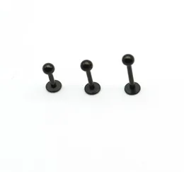 Black Labret Ring Lip Stud Bar Aço 16 Beda