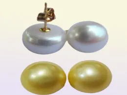 Naturlig enorm 1213mm South Sea Golden Stud Pearl Earring 14KT7852666