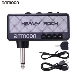 Cables Ammoon Portable Electric Guitar Amplifier Amp Mini hörlurar AMP Byggd distorsionseffekt Gitarrtillbehör för gitarrförstärkare