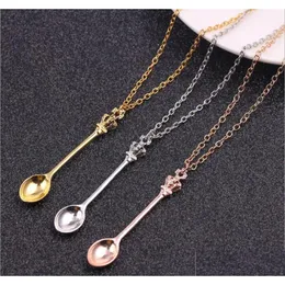 Pendant Necklaces New Jewelry Crown Mini Teapot Royal Alice Snuff Necklace Spoon 3 Colors For Women Gift Drop Delivery Pendants Dha65