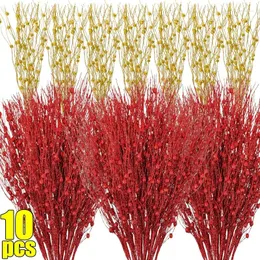 Decorative Flowers 1/10PCS Artificial Glitter Berry Stem Gold Powder Simulation Branches Glittery Flower DIY Wreath Ornaments