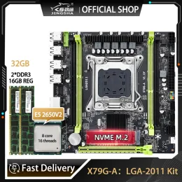 Motherboards X79 Motherboard Kit LGA 2011 XEON E5 2650V2 CPU mit 2*16 GB = 32 GB DDR3 ECC Memory Gaming PC Placa Mae LGA2011 Assembler Kit x79