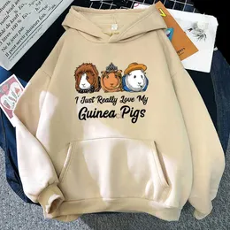 Herren Hoodies Ich liebe einfach meine Meerschweinchen drucken Harajuku Frauen Streetwear Lustige Tierhodies Y2K Frauen Mode Sweatshirts 240412