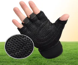 Män kvinnor halv finger fitness handskar vikt lyft handskar skyddar handledsgymträning fingerlös viktlyftande sporthandskar6286371