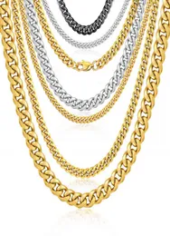 Fashion Wholale Women Men Necklace Jewelry Custom 16 Inch 10Mm Gold Plated Stainls Steel Cuban Link Chain Necklace8397376