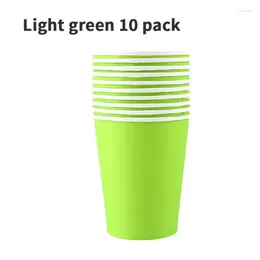 Engångskoppar sugrör Pure Color Party Paper Juice Cup Decoration Baby Shower Kids Birthday Wedding Picnic Table Seary