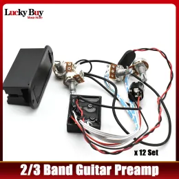 Kablolar 12 Set 2/3 Bant Aktif Bas Gitar EQ Preamp Devre Gitar Çift Potansiyometre Bas Pikap Ton Hacmi Kontrolü Gitar Parçaları