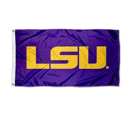 Iana State LSU Tigers Mor Bayrak Ücretsiz Nakliye 150x90cm Baskı Polyester M Club Sports M Flag Pirinç Gromets2838195