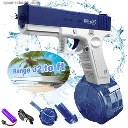 Piaska gra Water Fun Electric Water Pistolet z zakresem do 32 stóp jeden przycisk Automatyczne opryskiwanie o wysokiej zdolności Oyb Lastingm Alimines Uitablef Q240413