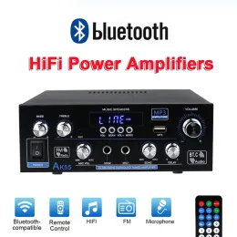Amplifier Home Digital Amplifiers Audio Bass Audio Power bluetooth Amplifier Hifi FM Auto Music Subwoofer Speakers USB SD Mic Input AK55