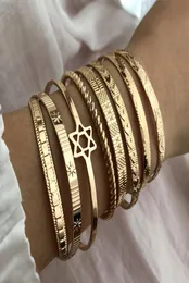 Brand Jóias de moda 18K Braça de pulseira empilhável de ouro Branquetas de mangueiras abertas Bracelets da moda simples Davidstar 2PCSSET1091137