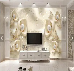 3D Embossed Flower Jewelry Pearls Po Wallpaper Mural Living Room Sofa TV Background Wall Decor papier peint 3d Custom Size96400893854187