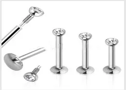 Mix 6810mm Loles de 60pcslot Moda Aço inoxidável Interior Piercing Labret Ring Jewelry Bar2036504