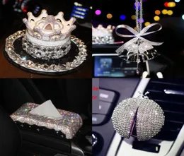 Car Seat Covers Luxury Crystal Interior Accessories Steering Wheel Cover Tissue Box Phone Holder Styling Air Outlet Perfume Orname1268123