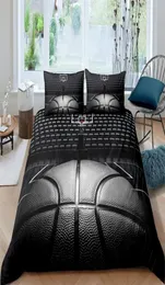 Set di biancheria da letto Basketball Coprivalo set di coperture per la palla 3D Black Sports a tema da letto per letti in microfibra Giochi competitivi di campo da basket King 8025905